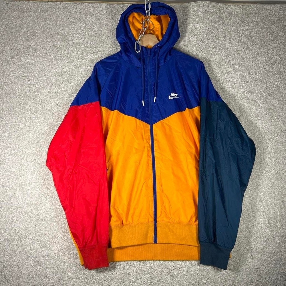 Men's Nike retro multicolor color blocked hooded windbreaker jacket Size XL